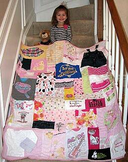 Cute girl with her T-shirt quilt Cute girl with her T-shirt quilt
